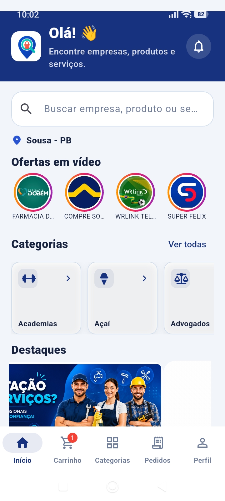 Tela real do aplicativo Busca Sousa