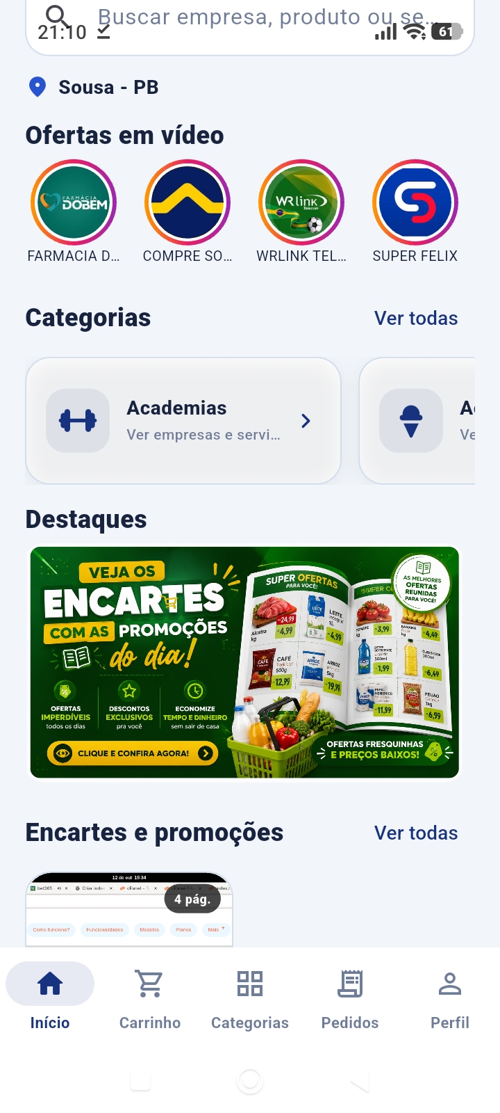 Tela real do aplicativo Busca Sousa